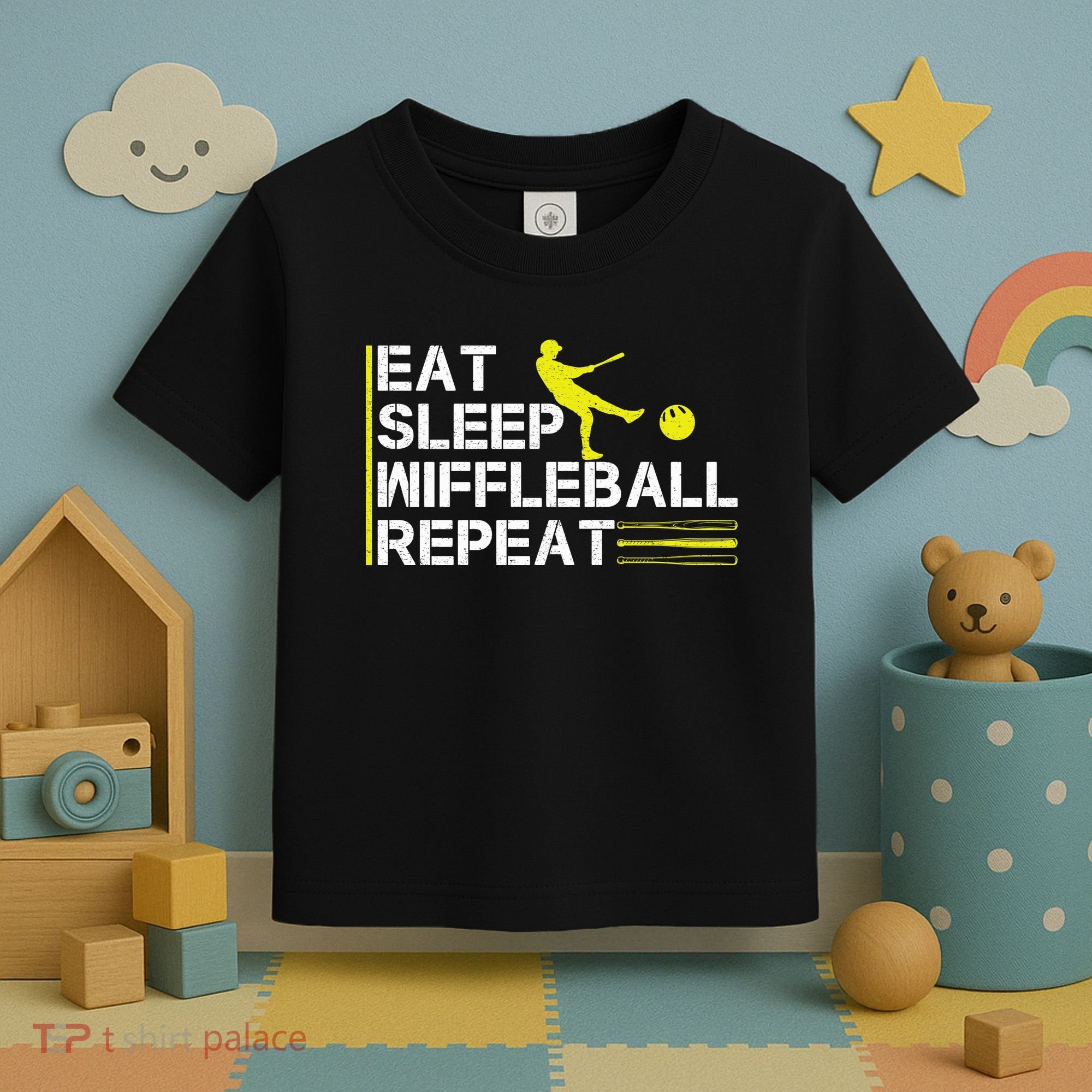 Eat Sleep Wiffleball Repeat Toddler T-Shirt