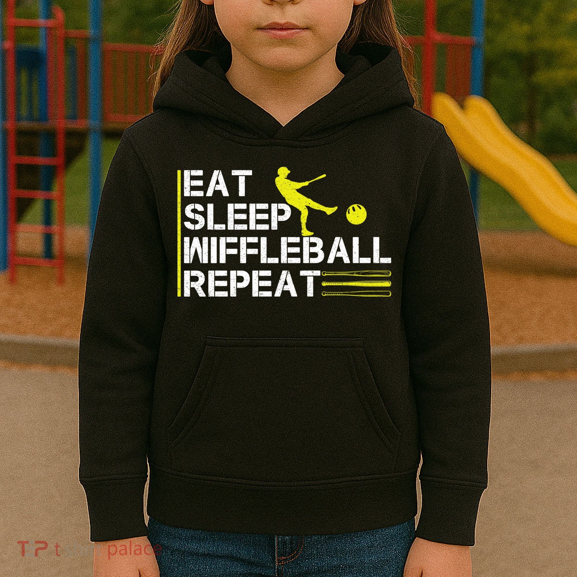Eat Sleep Wiffleball Repeat Kids Hoodie