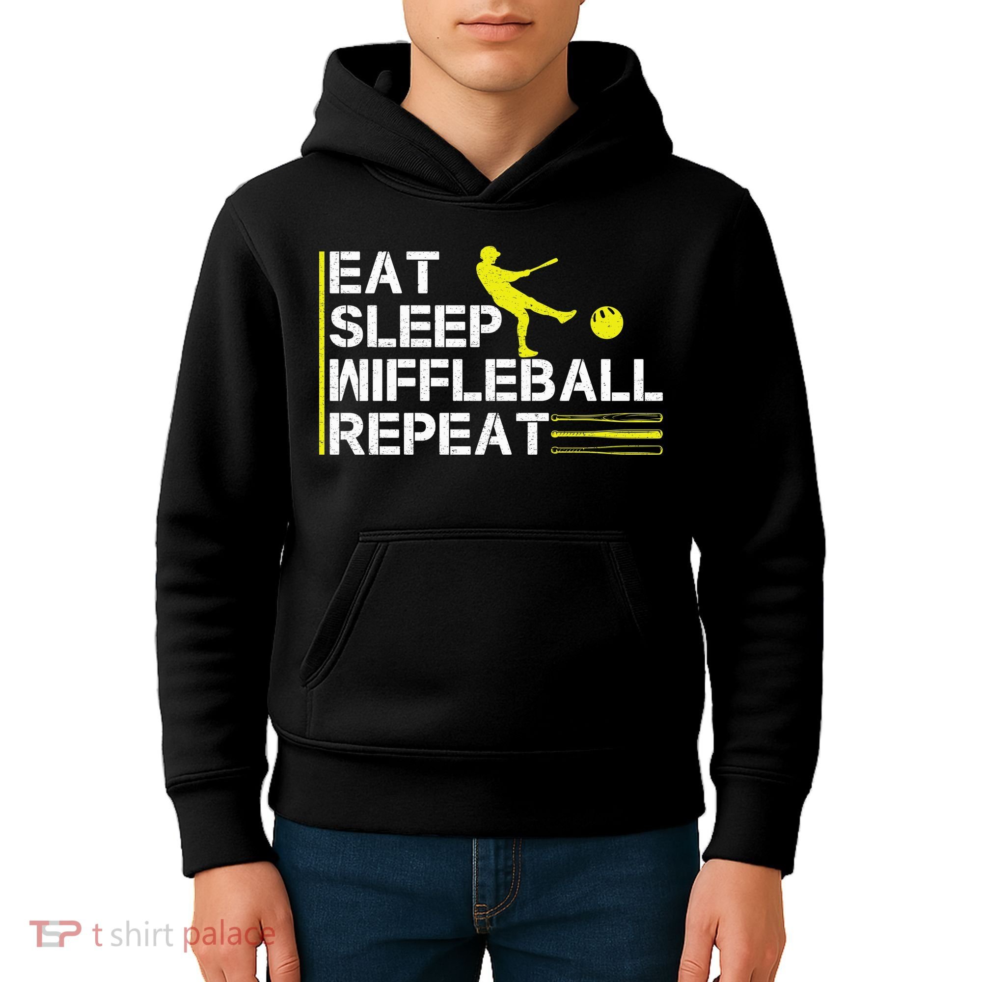 Eat Sleep Wiffleball Repeat Kids Hoodie