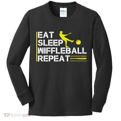 Eat Sleep Wiffleball Repeat Kids Long Sleeve Shirt