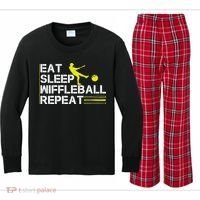 Eat Sleep Wiffleball Repeat Kids Long Sleeve Plaid Pajama Set thumb 0