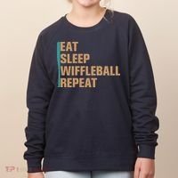 Eat Sleep Wiffleball Repeat Funny Women's Sweatshirt thumb 0