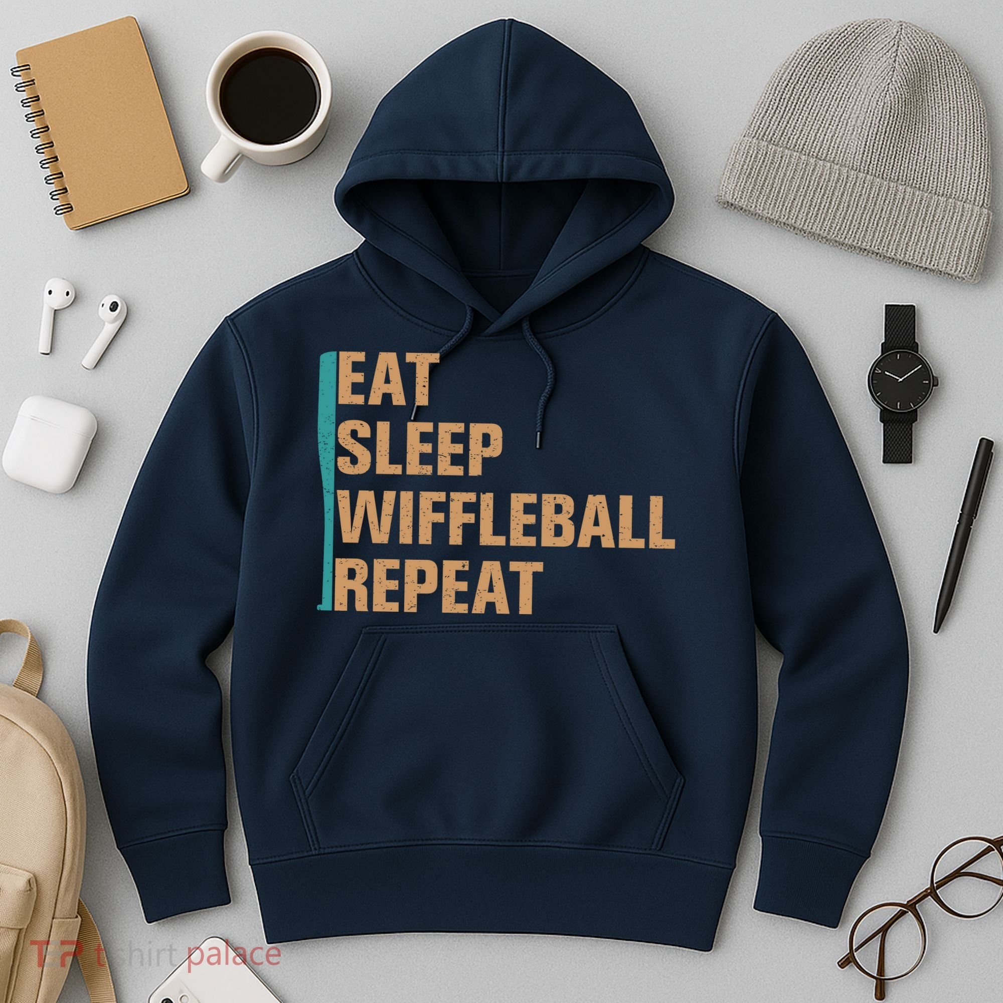 Eat Sleep Wiffleball Repeat Funny Hoodie