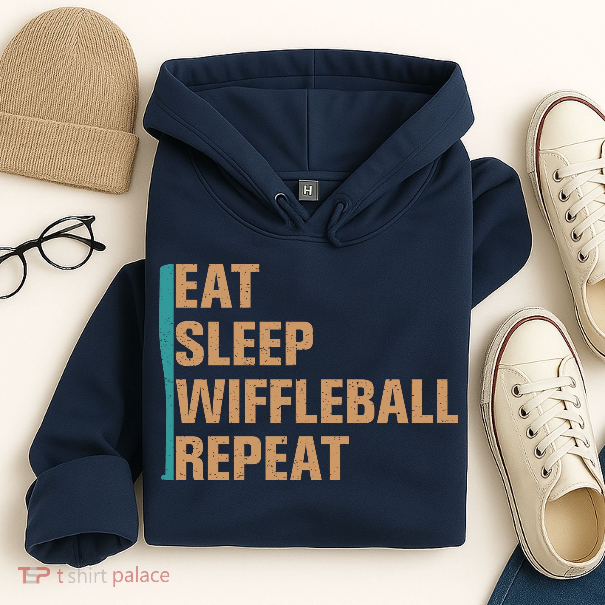Eat Sleep Wiffleball Repeat Funny Hoodie