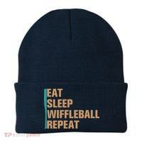Eat Sleep Wiffleball Repeat Funny Beanie thumb 0