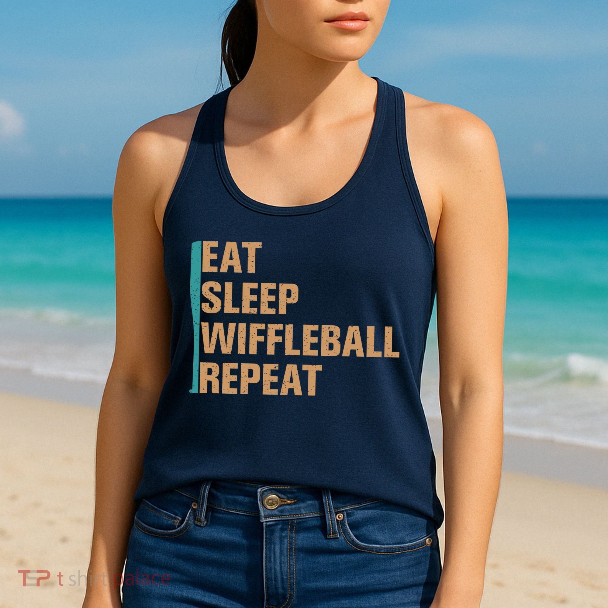 Eat Sleep Wiffleball Repeat Funny Women's Tank Top
