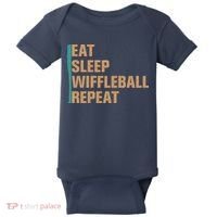 Eat Sleep Wiffleball Repeat Funny Baby Bodysuit thumb 0