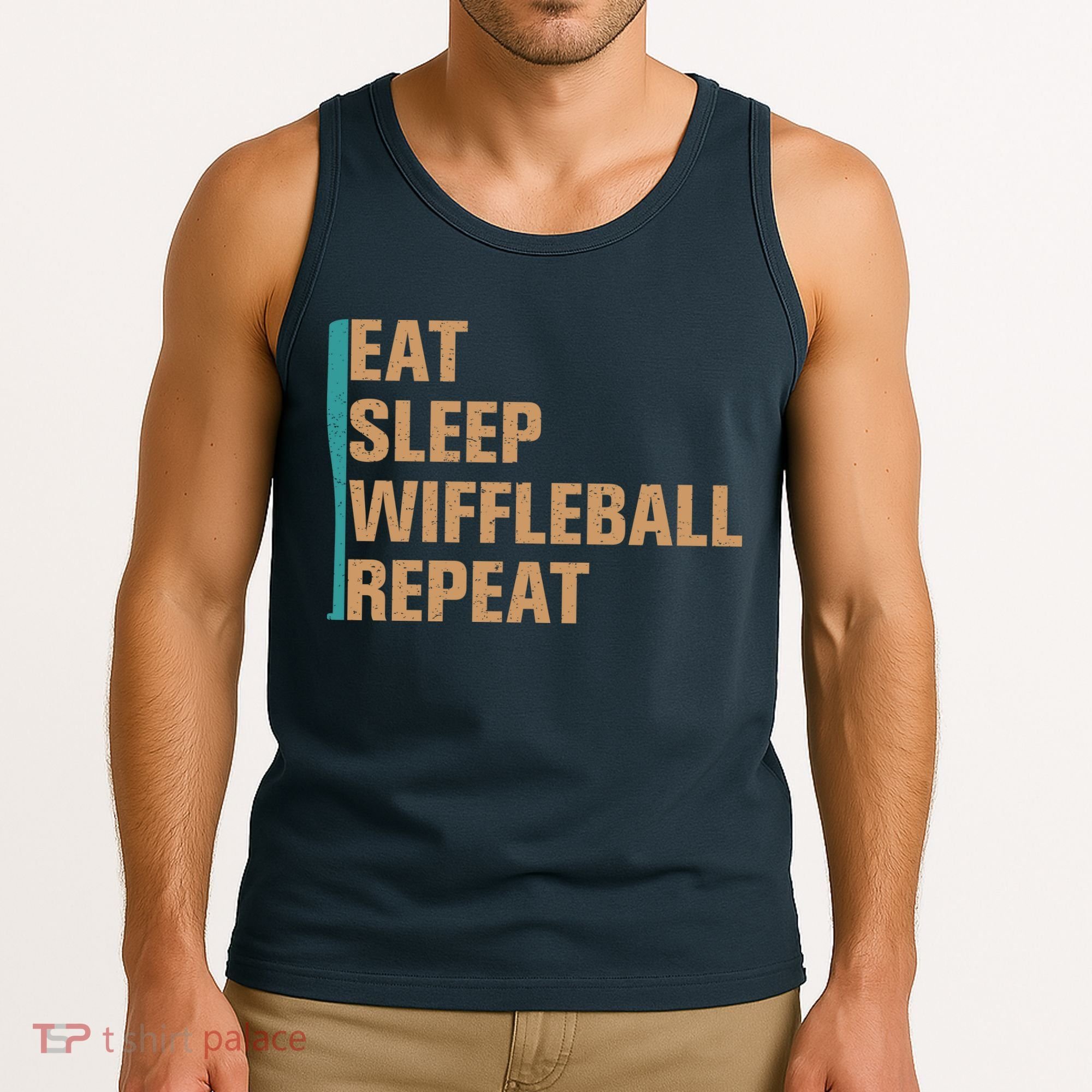 Eat Sleep Wiffleball Repeat Funny Tank Top