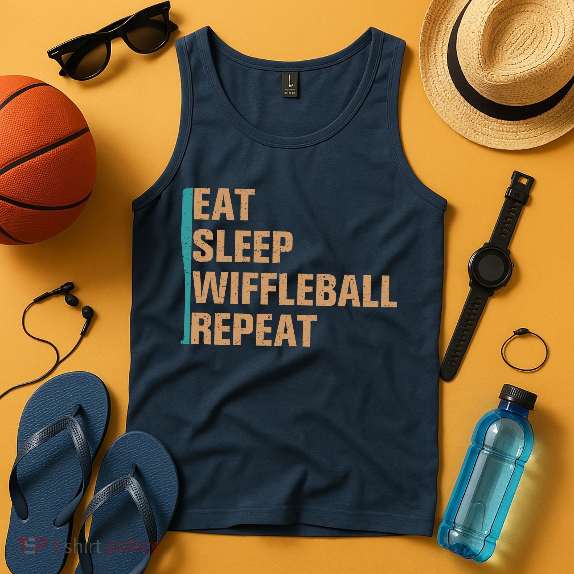 Eat Sleep Wiffleball Repeat Funny Tank Top