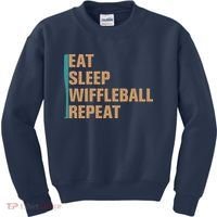Eat Sleep Wiffleball Repeat Funny Kids Sweatshirt thumb 0