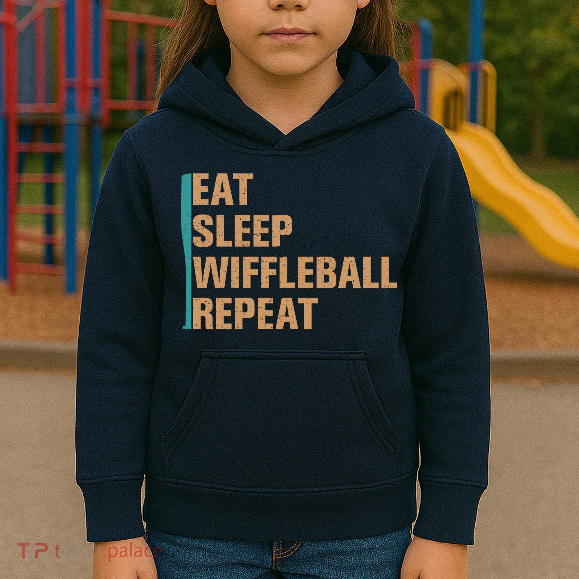 Eat Sleep Wiffleball Repeat Funny Kids Hoodie