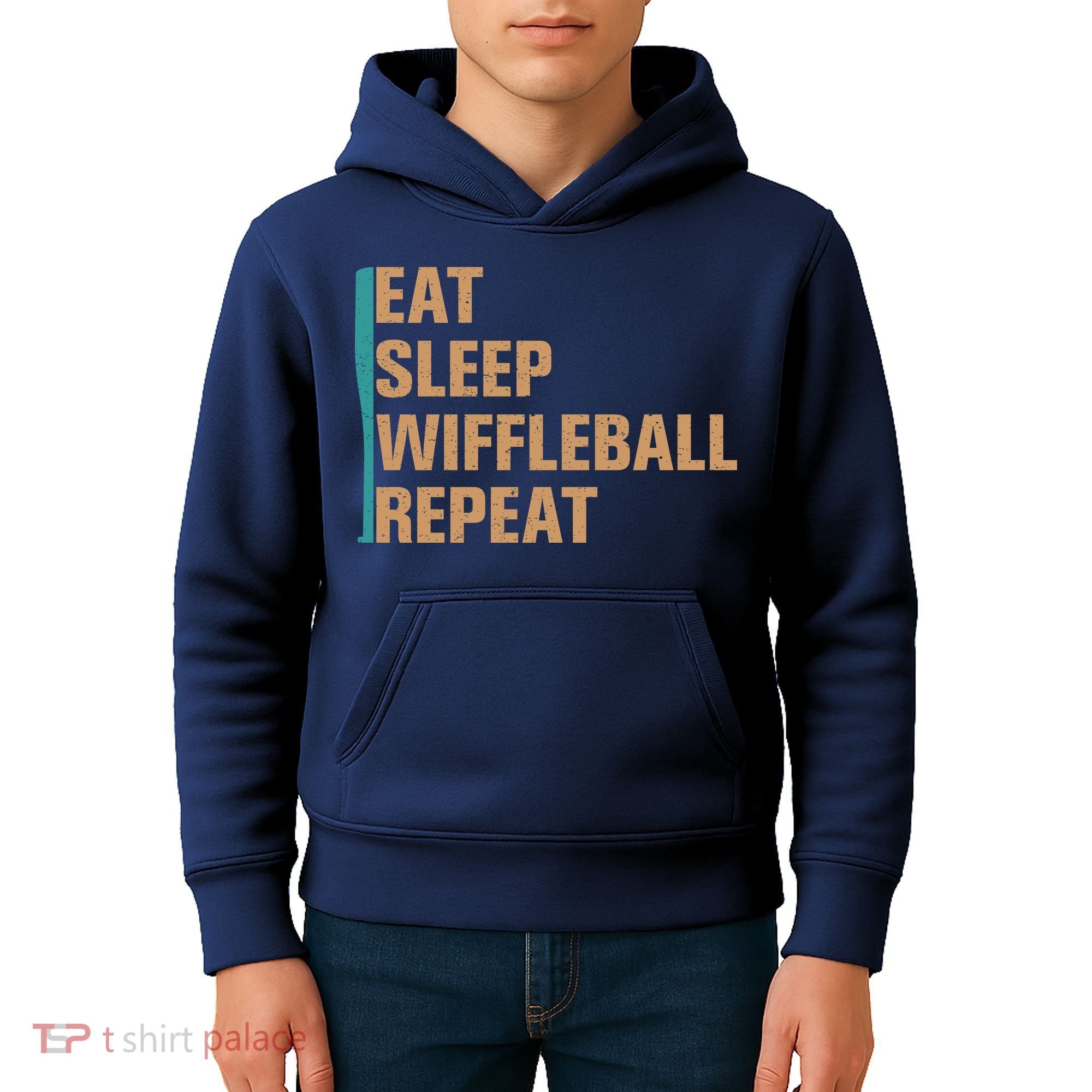 Eat Sleep Wiffleball Repeat Funny Kids Hoodie