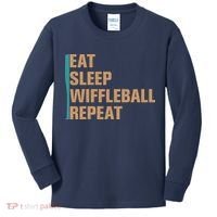 Eat Sleep Wiffleball Repeat Funny Kids Long Sleeve Shirt thumb 0