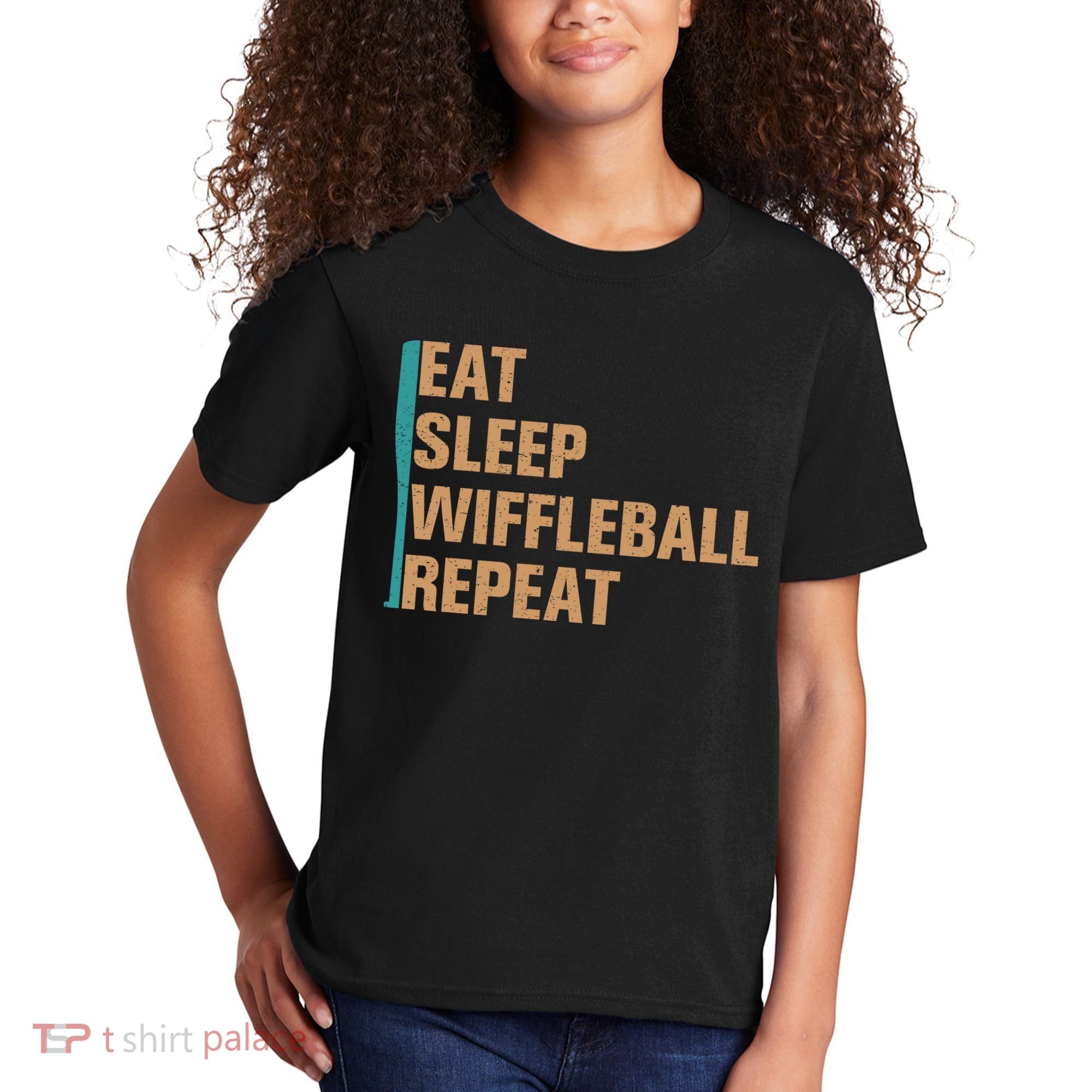 Eat Sleep Wiffleball Repeat Funny Kids T-Shirt