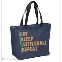 Eat Sleep Wiffleball Repeat Funny Tote Bag thumb 2