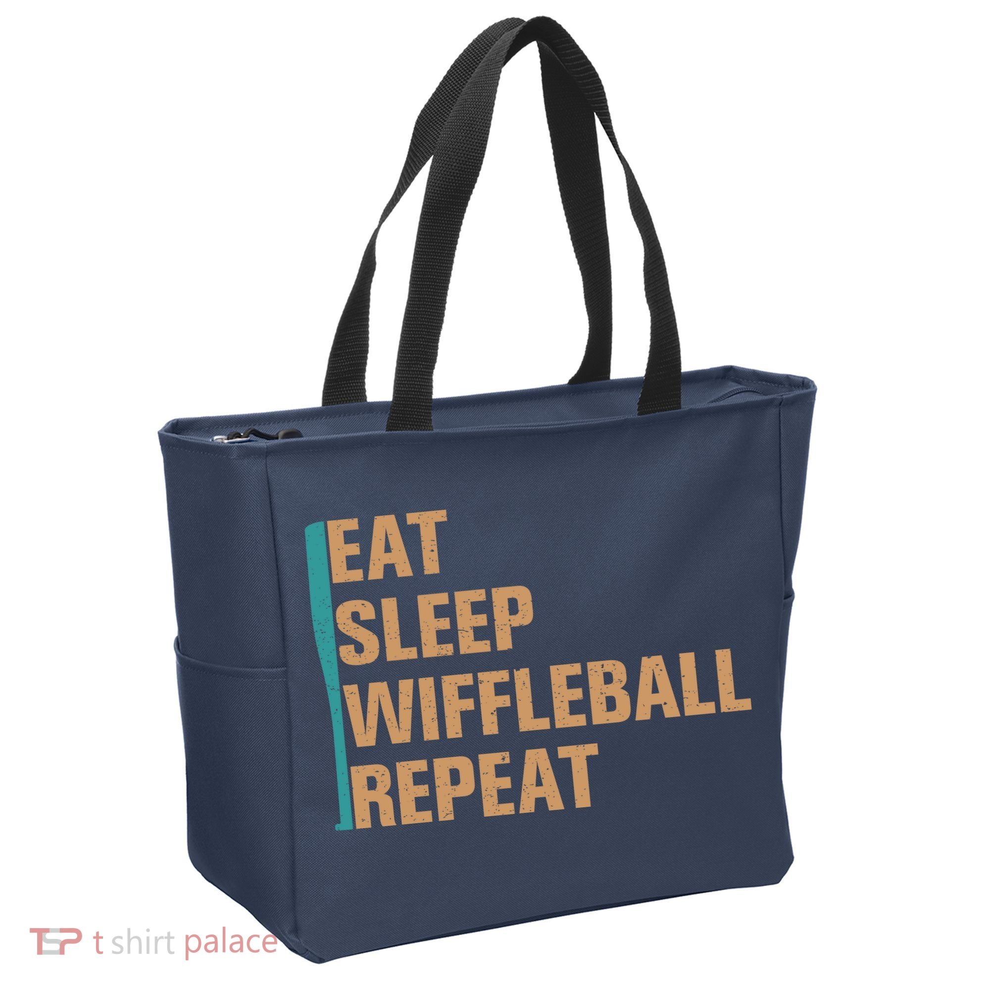 Eat Sleep Wiffleball Repeat Funny Tote Bag