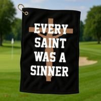 Every Saint Was A Sinner Golf Towel thumb 1