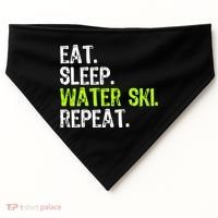 Eat Sleep Water Ski Repeat Skiing Skier Funny Waterski Funny Gift USA-Made Doggie Bandana thumb 0