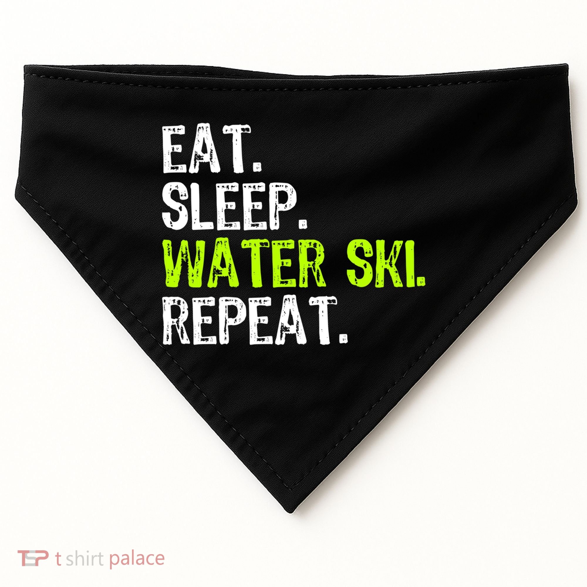 Eat Sleep Water Ski Repeat Skiing Skier Funny Waterski Funny Gift USA-Made Doggie Bandana