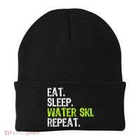 Eat Sleep Water Ski Repeat Skiing Skier Funny Waterski Funny Gift Beanie thumb 0