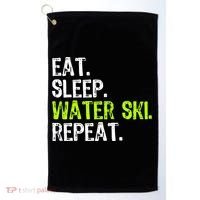 Eat Sleep Water Ski Repeat Skiing Skier Funny Waterski Funny Gift Golf Towel thumb 0