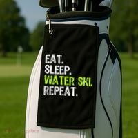 Eat Sleep Water Ski Repeat Skiing Skier Funny Waterski Funny Gift Golf Towel thumb 2