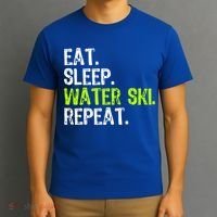 Eat Sleep Water Ski Repeat Skiing Skier Funny Waterski Funny Gift T-Shirt thumb 3