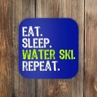 Eat Sleep Water Ski Repeat Skiing Skier Funny Waterski Funny Gift Coaster thumb 0