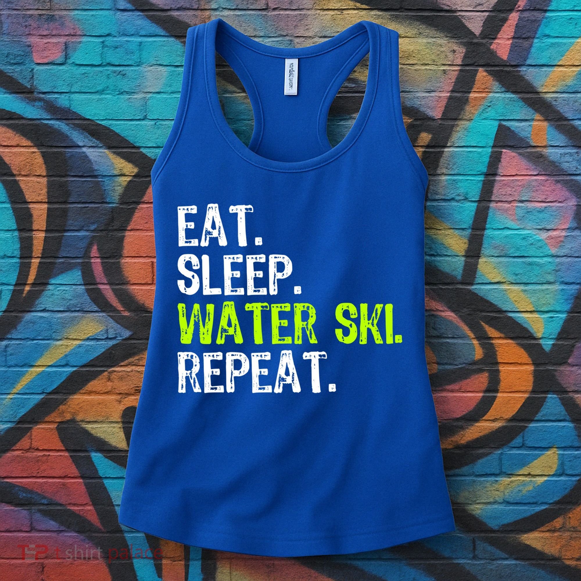 Eat Sleep Water Ski Repeat Skiing Skier Funny Waterski Funny Gift Women's Tank Top
