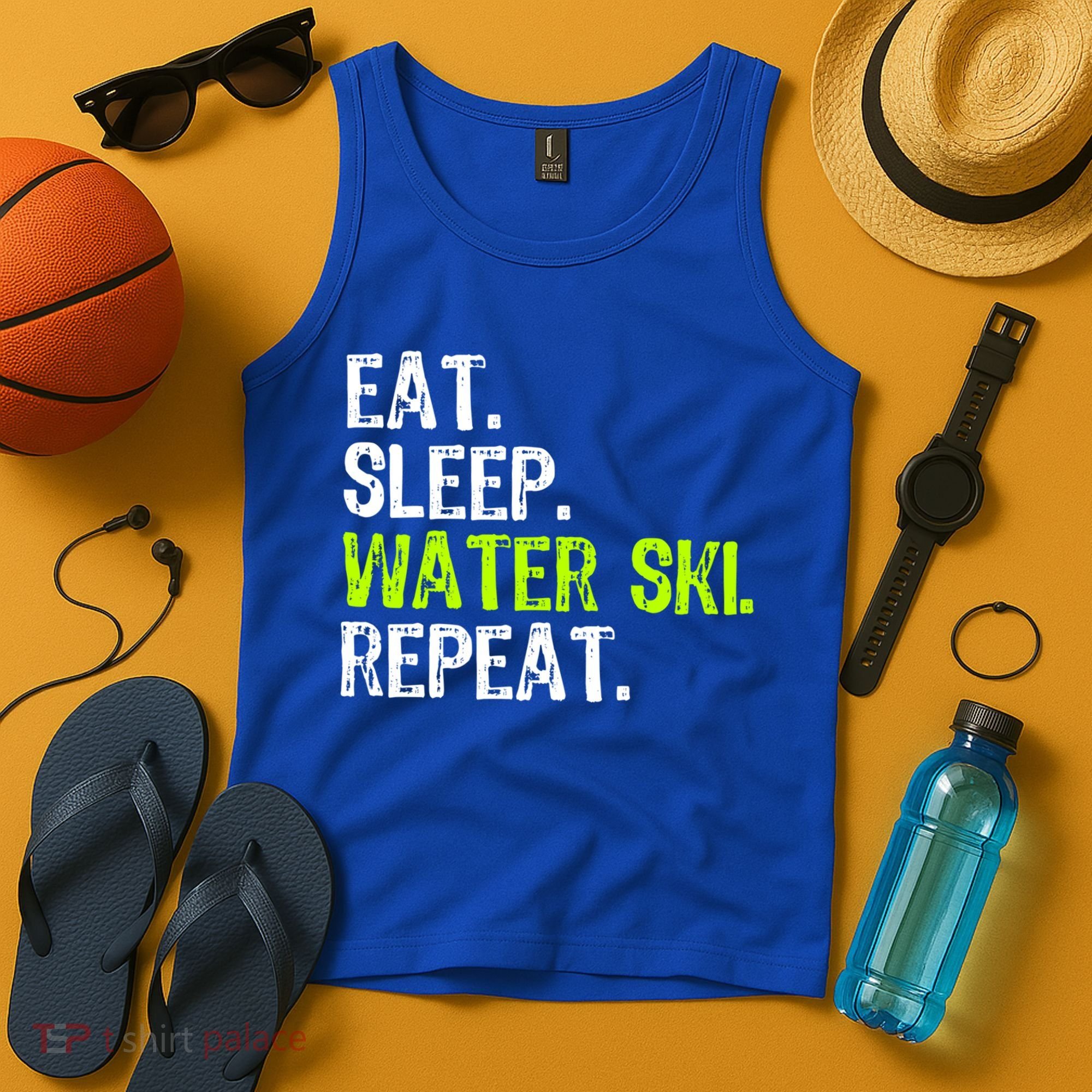 Eat Sleep Water Ski Repeat Skiing Skier Funny Waterski Funny Gift Tank Top
