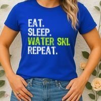 Eat Sleep Water Ski Repeat Skiing Skier Funny Waterski Funny Gift Women's T-Shirt thumb 2