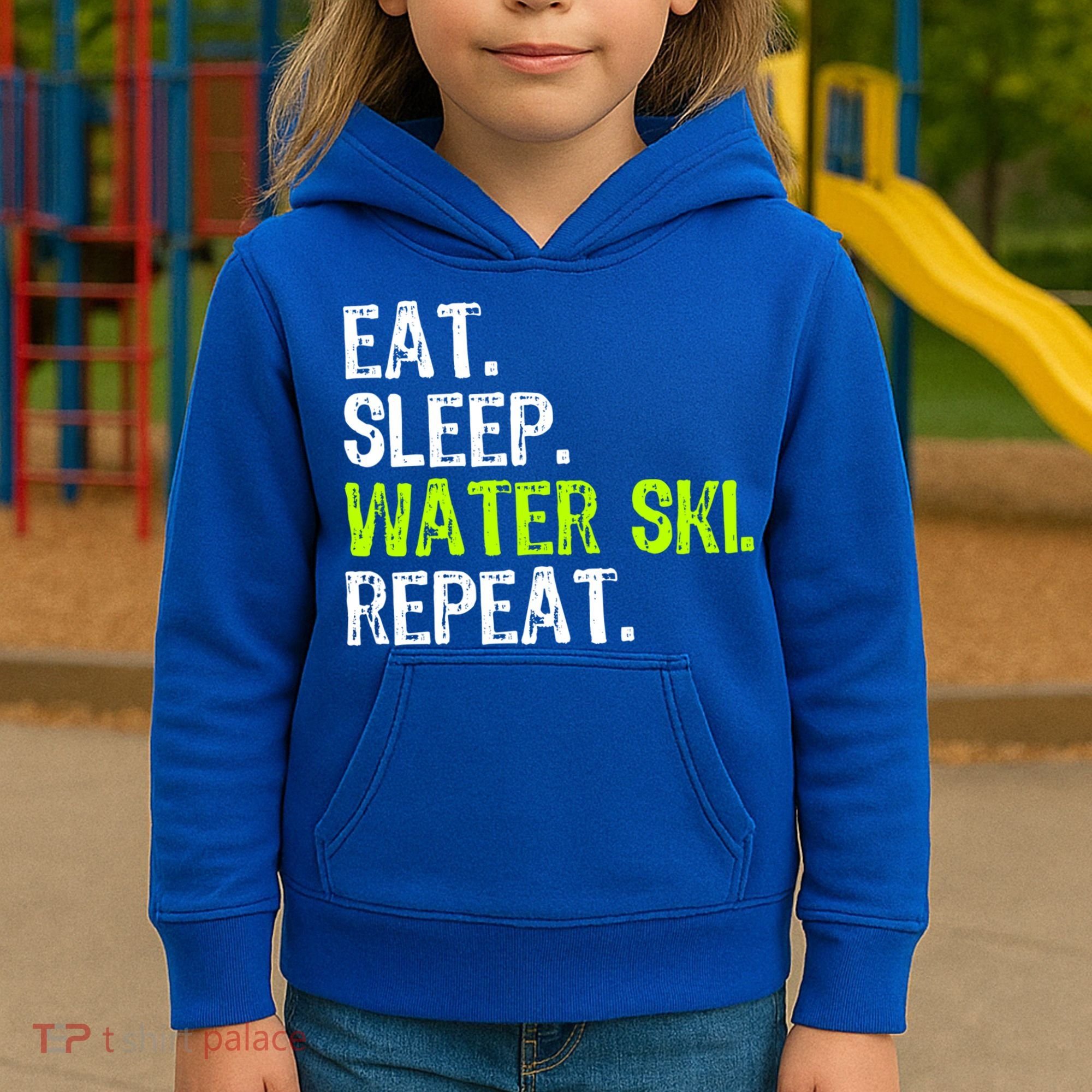 Eat Sleep Water Ski Repeat Skiing Skier Funny Waterski Funny Gift Kids Hoodie