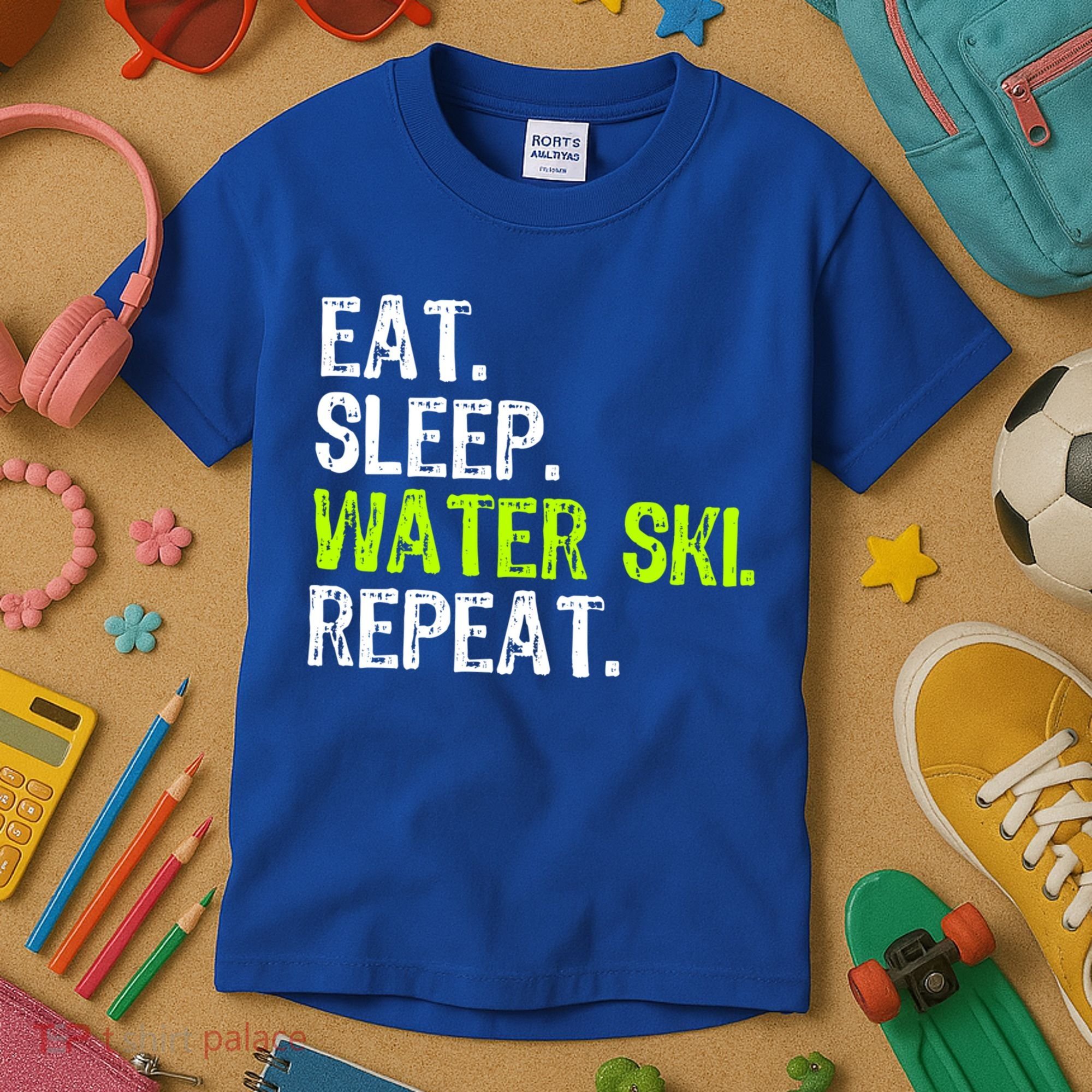 Eat Sleep Water Ski Repeat Skiing Skier Funny Waterski Funny Gift Kids T-Shirt