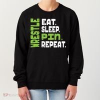 Eat Sleep Wrestle Repeat Wrestling Warm Up Gift Women's Sweatshirt thumb 0