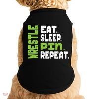 Eat Sleep Wrestle Repeat Wrestling Warm Up Gift Doggie Tank thumb 0