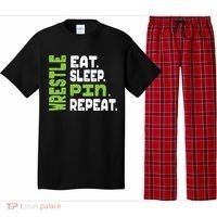 Eat Sleep Wrestle Repeat Wrestling Warm Up Gift Pajama Set thumb 0