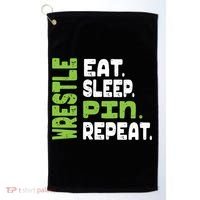 Eat Sleep Wrestle Repeat Wrestling Warm Up Gift Golf Towel thumb 0