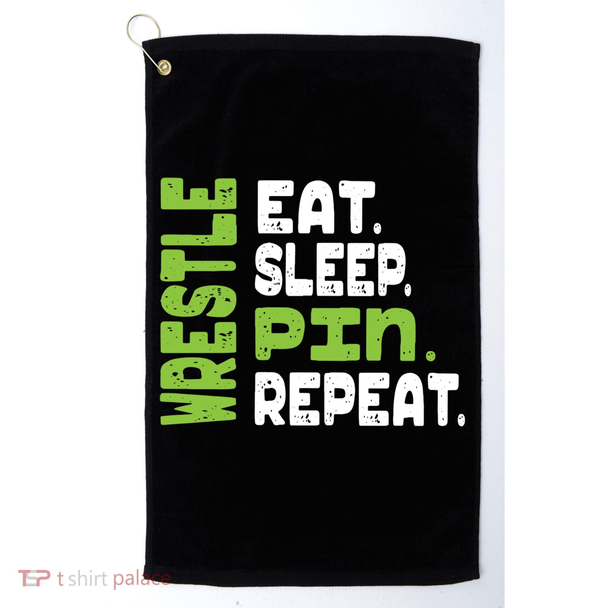 Eat Sleep Wrestle Repeat Wrestling Warm Up Gift Golf Towel