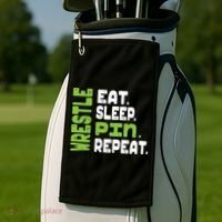 Eat Sleep Wrestle Repeat Wrestling Warm Up Gift Golf Towel thumb 2