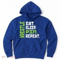 Eat Sleep Wrestle Repeat Wrestling Warm Up Gift Hoodie thumb 0