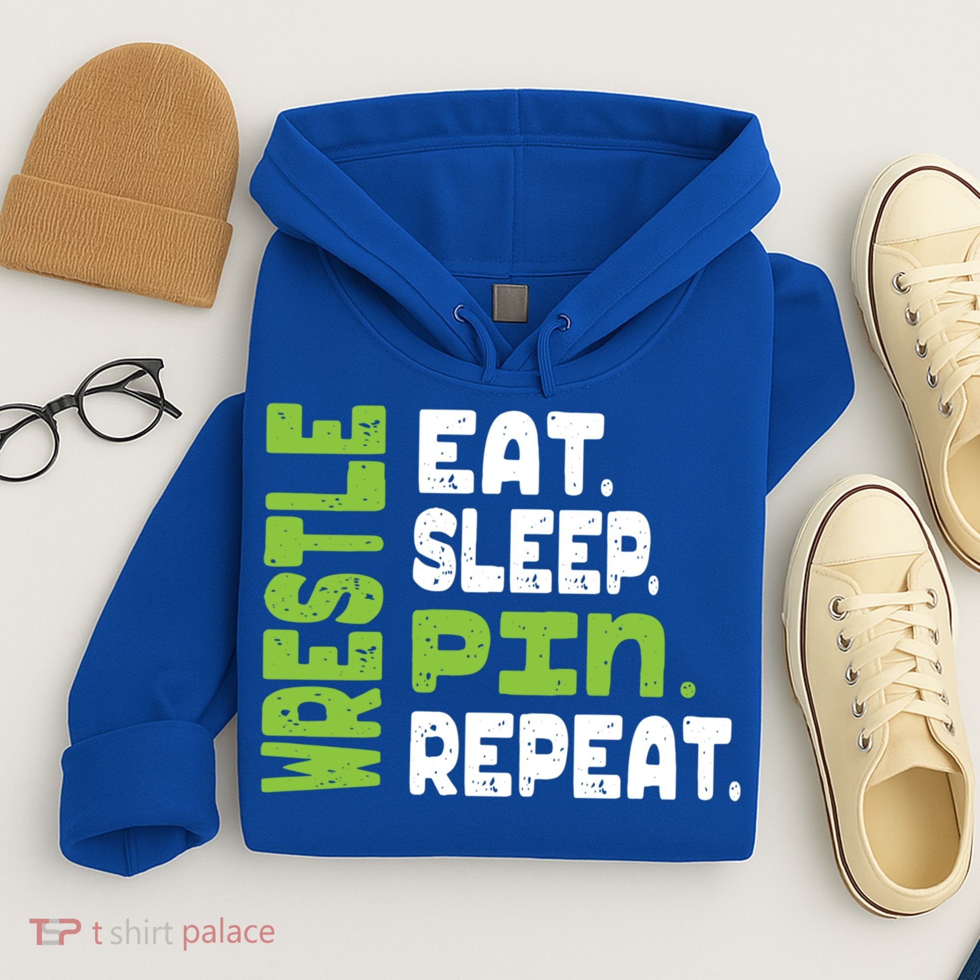Eat Sleep Wrestle Repeat Wrestling Warm Up Gift Hoodie