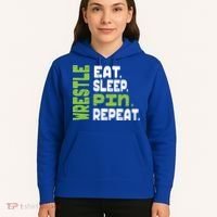 Eat Sleep Wrestle Repeat Wrestling Warm Up Gift Hoodie thumb 5