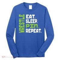 Eat Sleep Wrestle Repeat Wrestling Warm Up Gift Long Sleeve Shirt thumb 0