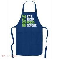 Eat Sleep Wrestle Repeat Wrestling Warm Up Gift Apron thumb 0