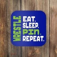 Eat Sleep Wrestle Repeat Wrestling Warm Up Gift Coaster thumb 0
