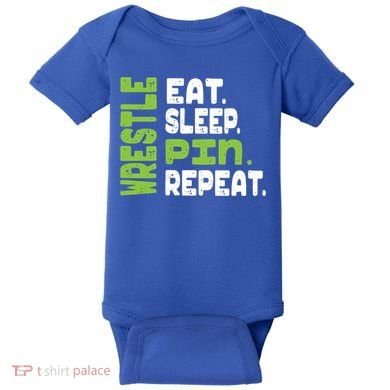 Eat Sleep Wrestle Repeat Wrestling Warm Up Gift Baby Bodysuit