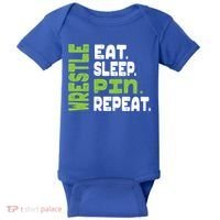 Eat Sleep Wrestle Repeat Wrestling Warm Up Gift Baby Bodysuit thumb 0