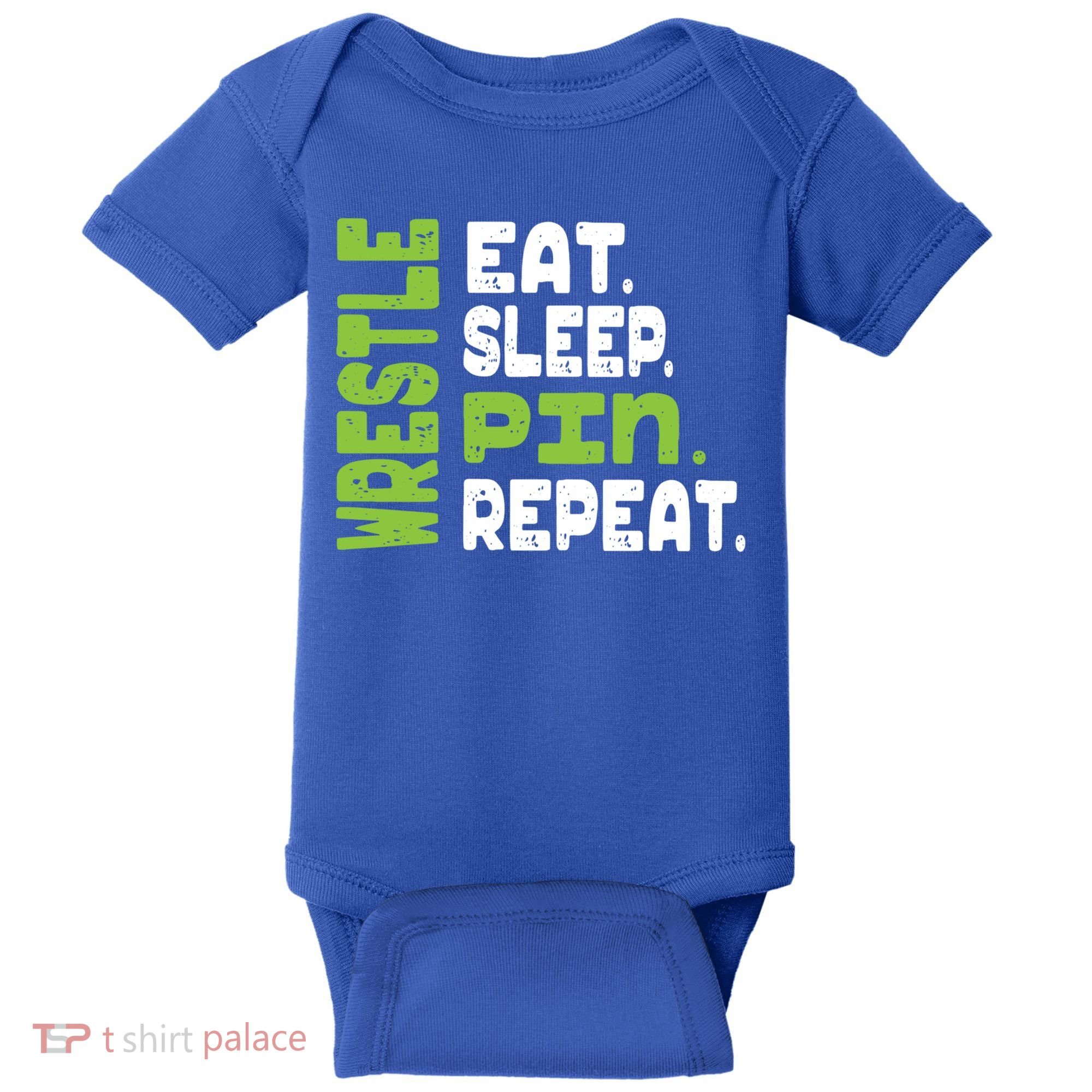 Eat Sleep Wrestle Repeat Wrestling Warm Up Gift Baby Bodysuit