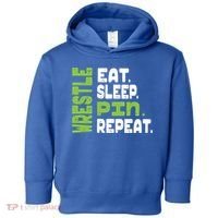 Eat Sleep Wrestle Repeat Wrestling Warm Up Gift Toddler Hoodie thumb 0