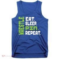 Eat Sleep Wrestle Repeat Wrestling Warm Up Gift Tank Top thumb 0
